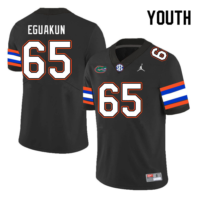 Youth #65 Kingsley Eguakun Florida Gators College Football Jerseys Stitched-Black